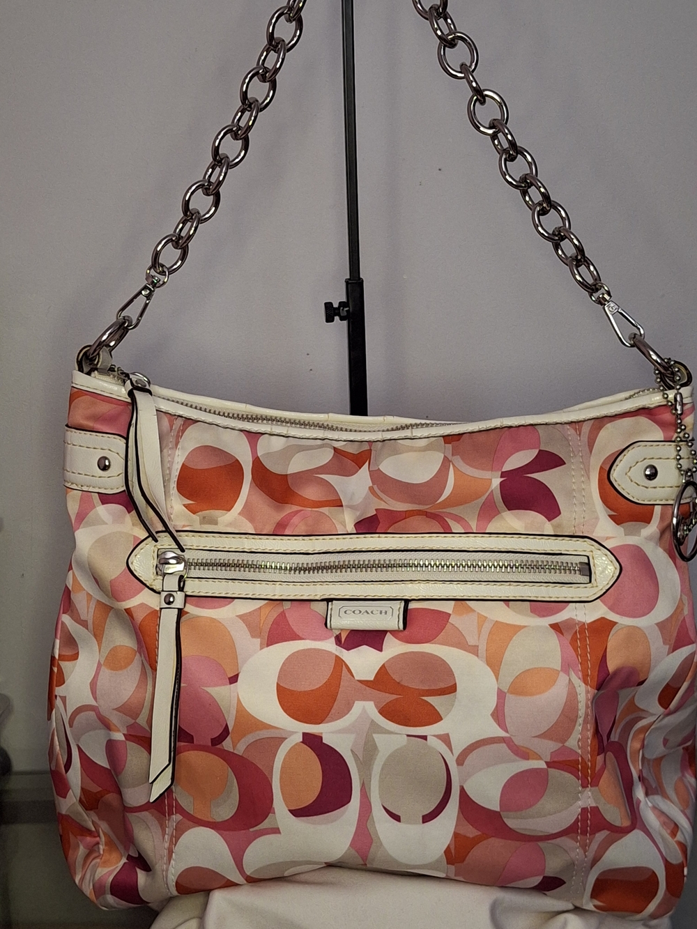 Coach Daisy Kaleidoscope Print Convertible Hobo bag With Chain Strap